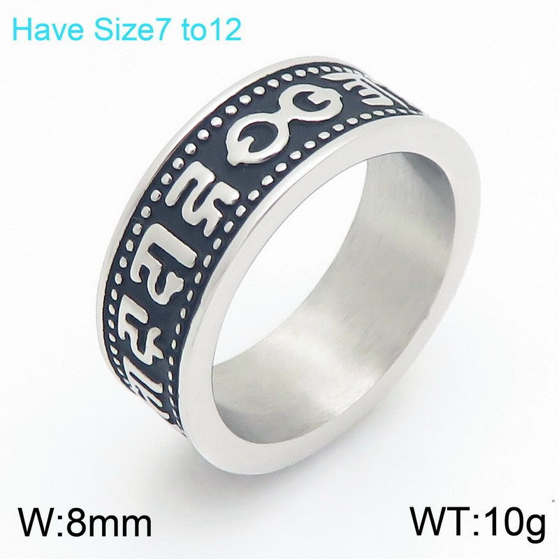 Retro Sun And Moon Tonghui Stainless Steel Ring, Punk Cross Star Moon Stainless