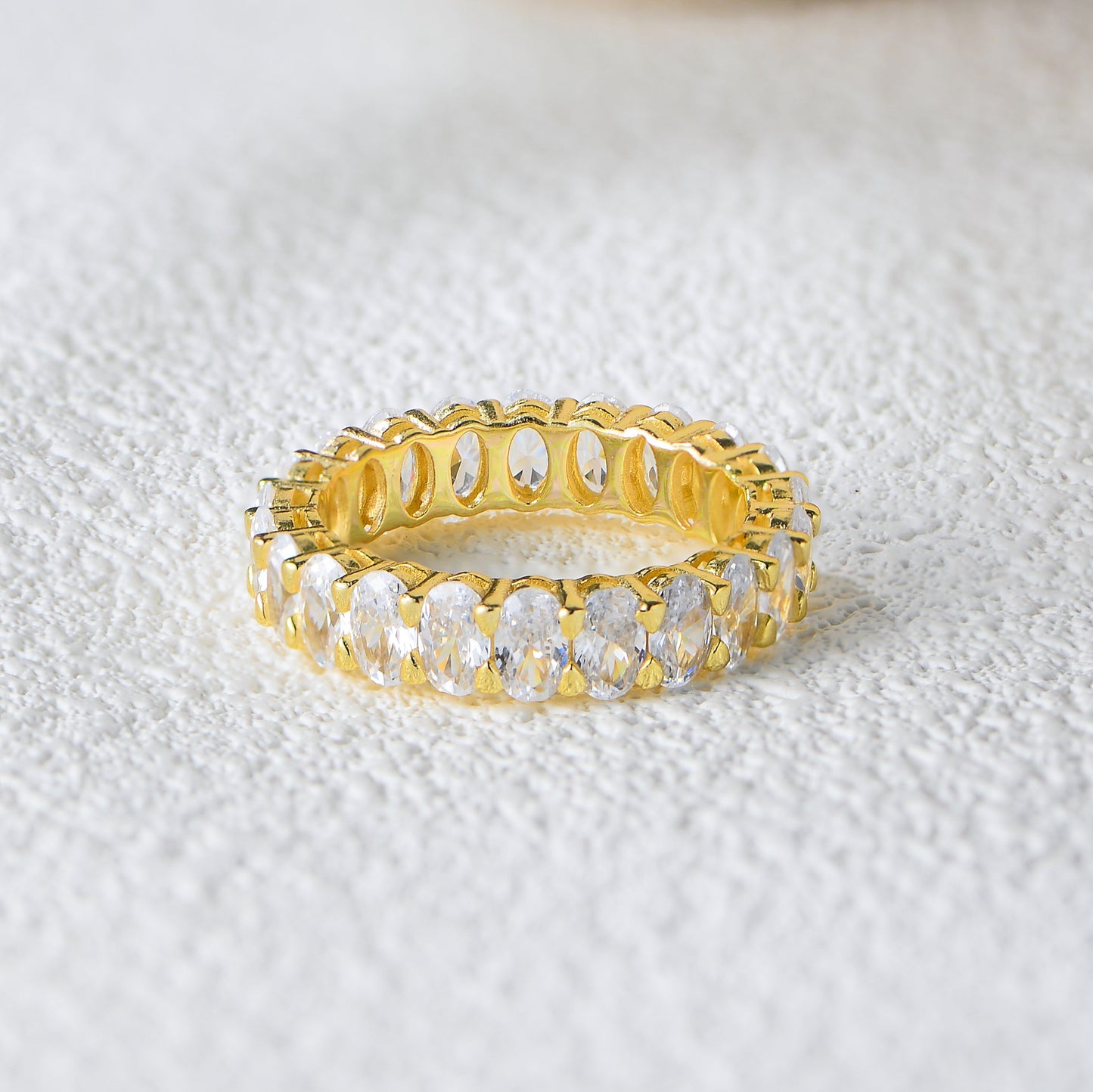 Planderful S925 Sterling Silver Zircon Ring For Women Oval Row Stones Light Luxury European Style