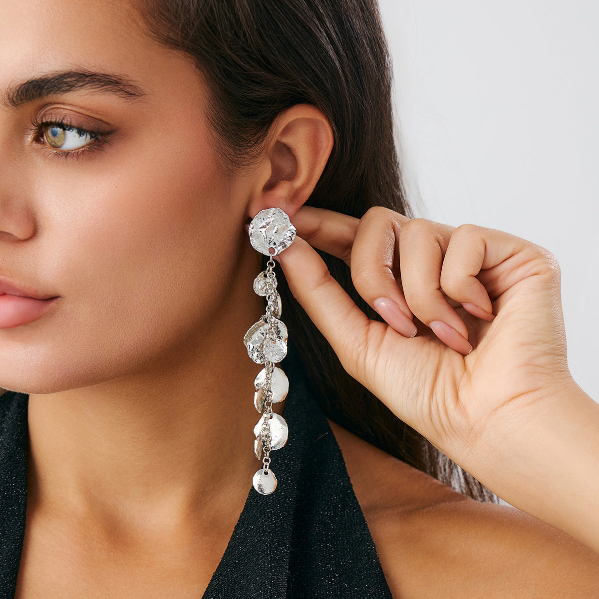 Planderful Vienna Verve Statement Fringe Earrings For Women With Sequined Disc Beads