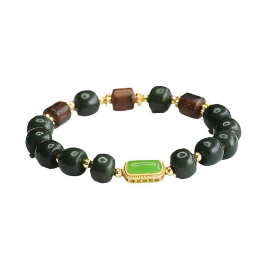 Taqing Hetian Jade & Agarwood Bead Bracelet