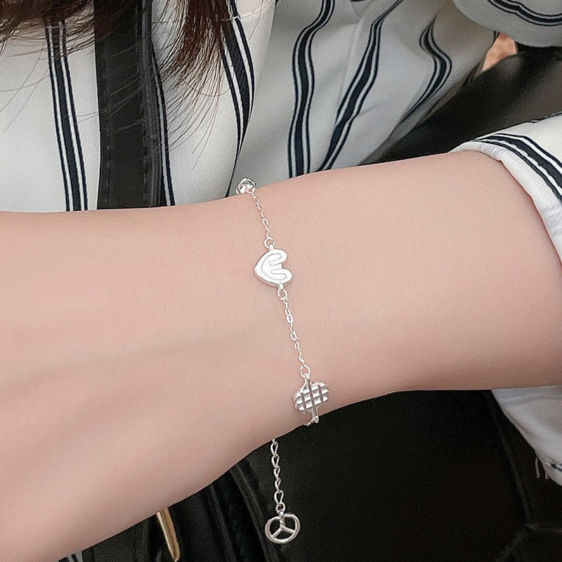 S925 Sterling Silver Croissant Love Bracelet Women's Fashion