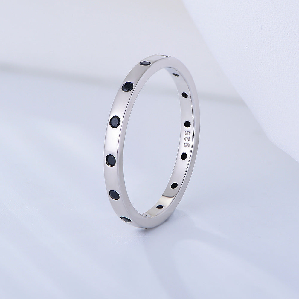 S925 Sterling Silver Stacked Wind Combination Ring Zircon Fine Ring Jewelry