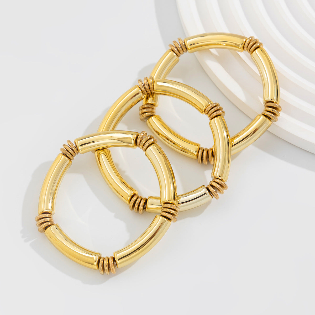 Planderful Vienna Verve Retro Beaded Elbow Bracelet Set For Women Geometric Statement Jewelry