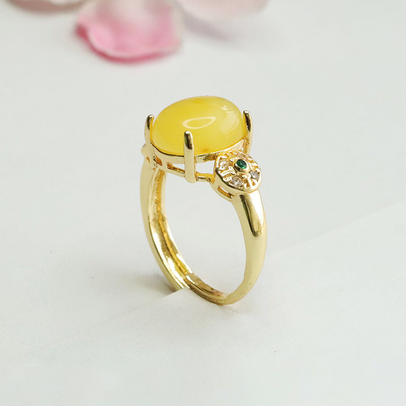 Antique Female Sterling Silver Arm Ring with Beeswax Amber