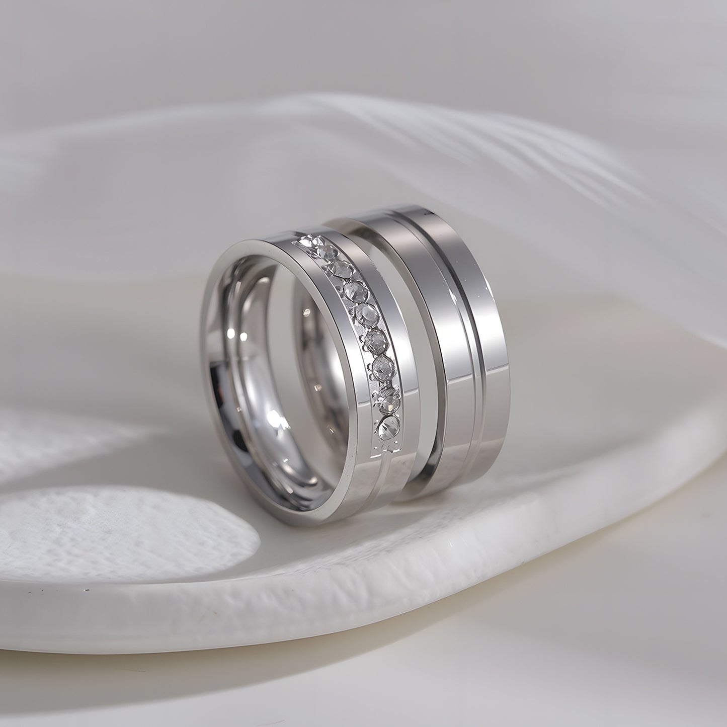 Planderful Everyday Genie Zircon Ring for Couples Unisex Durable Stainless Steel Jewelry with Inlaid Zircon
