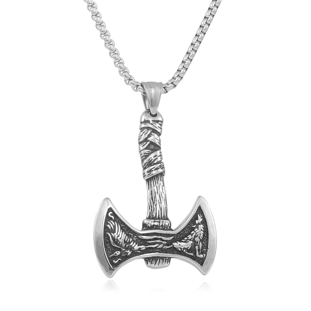 European And American Stainless Steel Double Axe Pendant