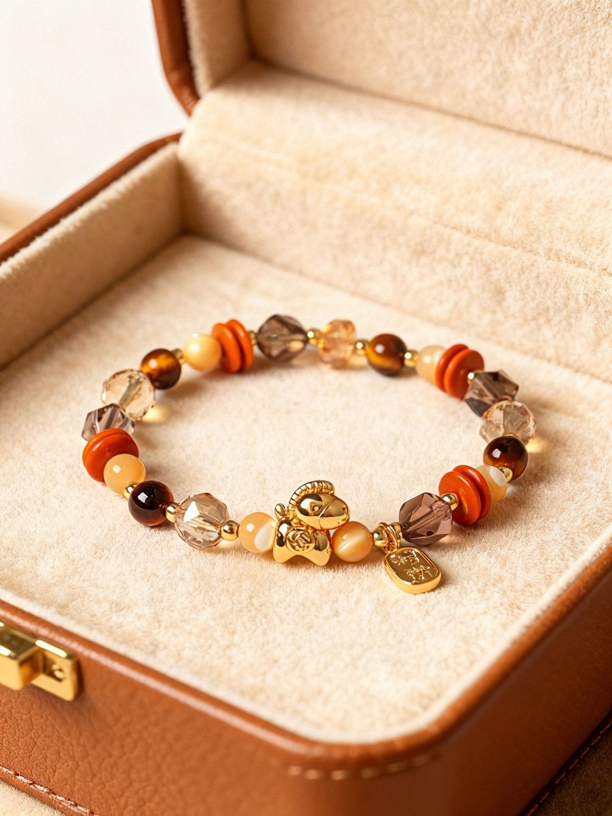 Tiger Eye & Pearl Horse-Year Bracelet