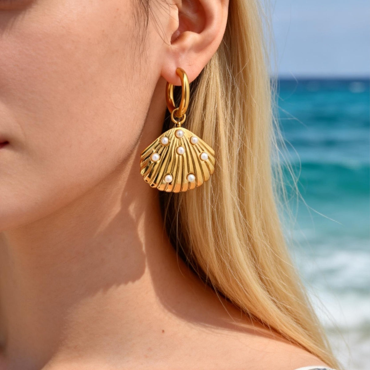 Stainless Steel Pearl Earrings