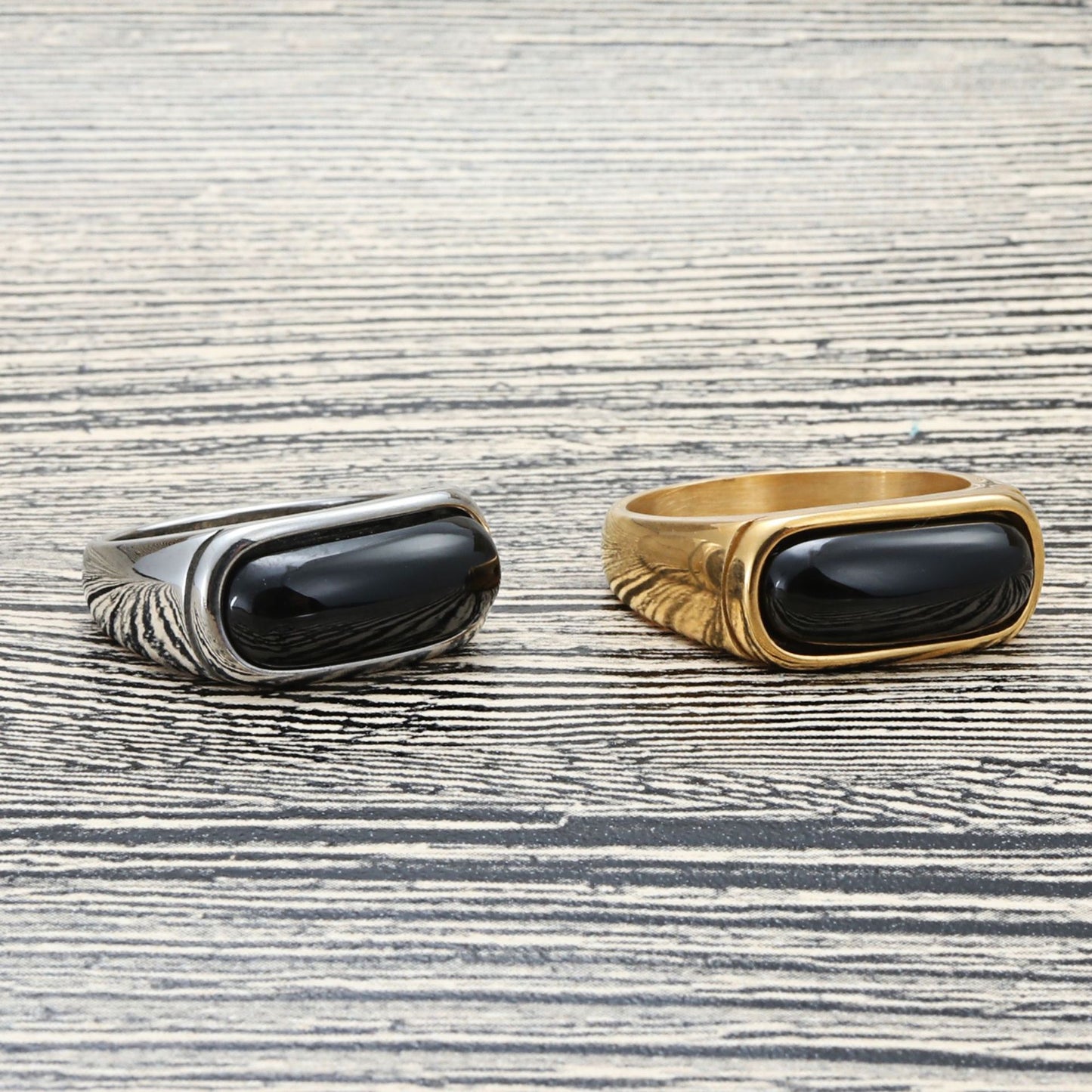 Trendy Multi-Color Titanium Steel Gemstone Ring for Men – Retro Punk Style