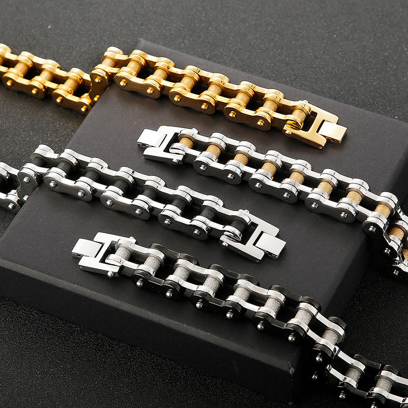 Titanium Steel Men's Bracelet with European-American Rock Hip-Hop Style