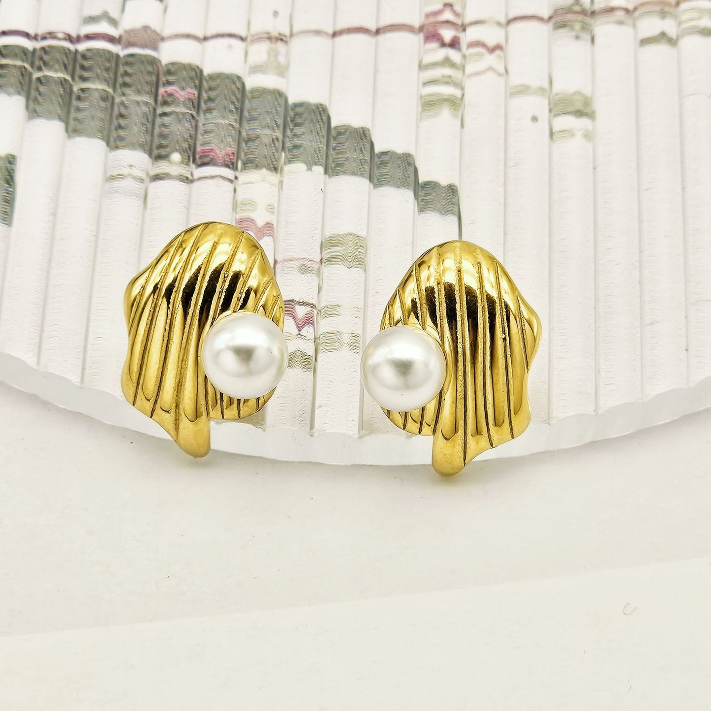 Planderful Gold Stainless Steel Earrings For Women Antique Retro Court Style Luxurious Statement Jewelry