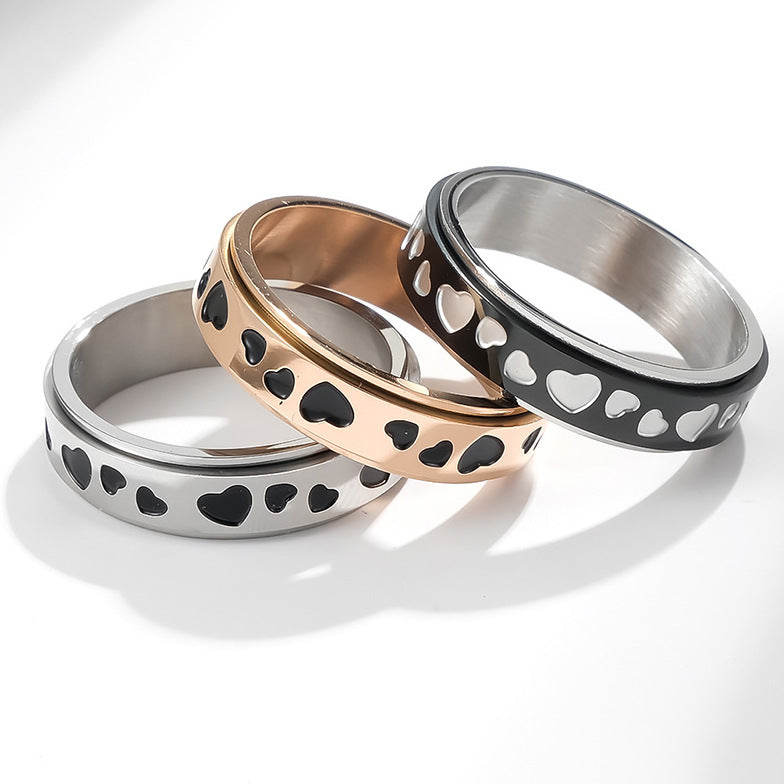 Planderful Heart Shaped Rotating Rings For Stress Relief Unisex Fashion Accessory For Men And Women