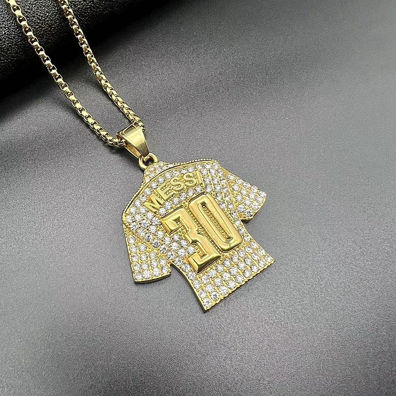 Zircon Necklace – Statement Hip Hop Football Jersey Pendant In Gold Plated Steel By Planderful