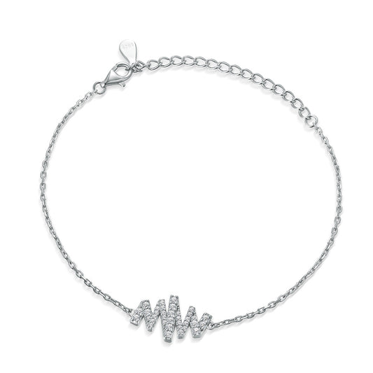 Zircon Geometrically Irregular Waves Sterling Silver Bracelet