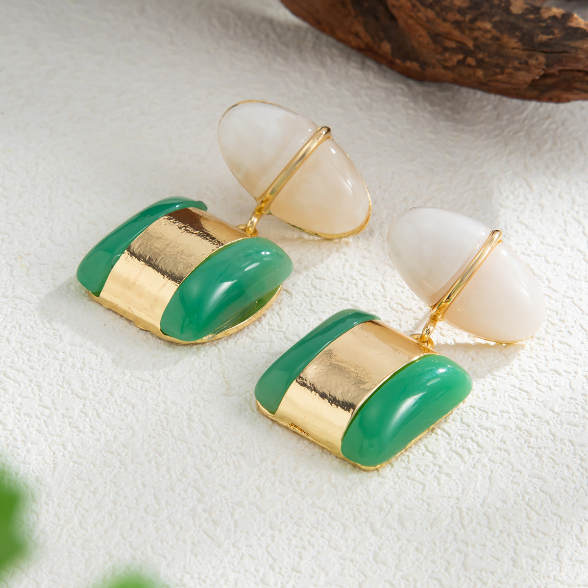 Planderful Geometric Resin Stud Earrings Square Design Handmade Statement Jewelry For Women