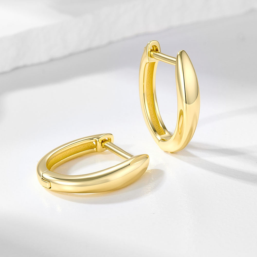 French S925 Sterling Silver Classic U-Shaped Plain Ring Earrings And Versatile Ear Buckle