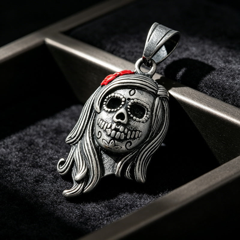 Film And Television Star Wars Mandalorian Dark Demon Horns Skull Cross Mangstar Stainless Necklace