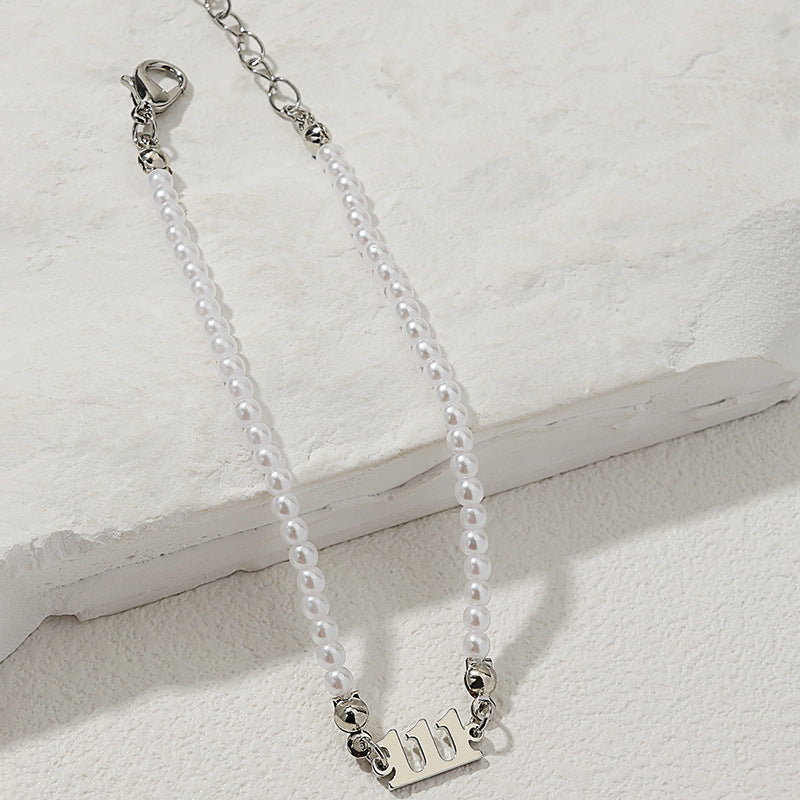 Pearl Chain Letter Pendant Bracelet - Vienna Verve Collection