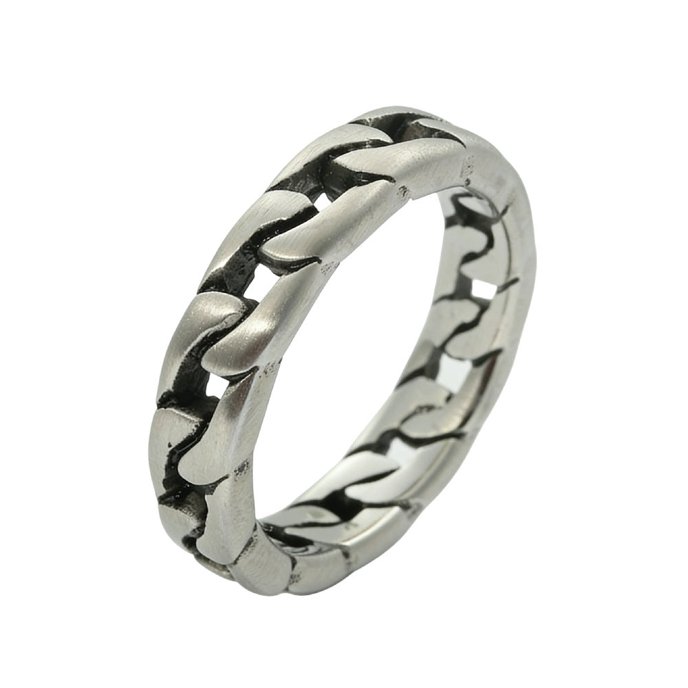 Planderful Titanium Steel Hollow Chain Ring For Men And Unisex Durable Punk Retro Style Statement