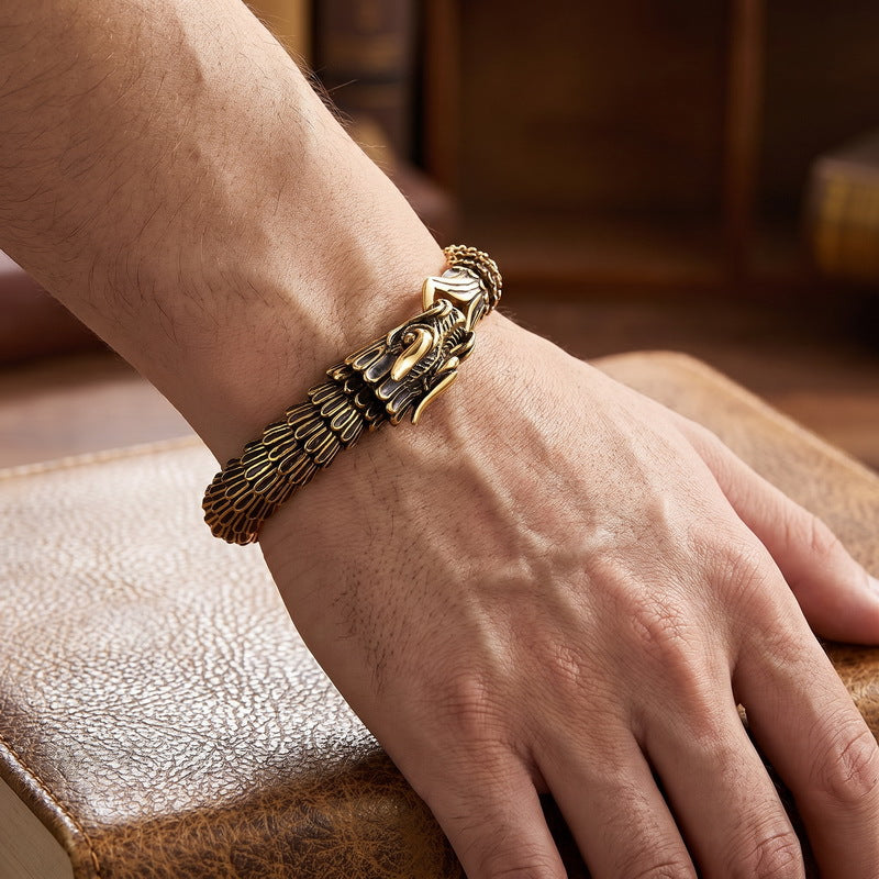 Zodiac Dragon Bracelet – Dragon Scale Pattern Men's Bracelet Stainless Steel Keel