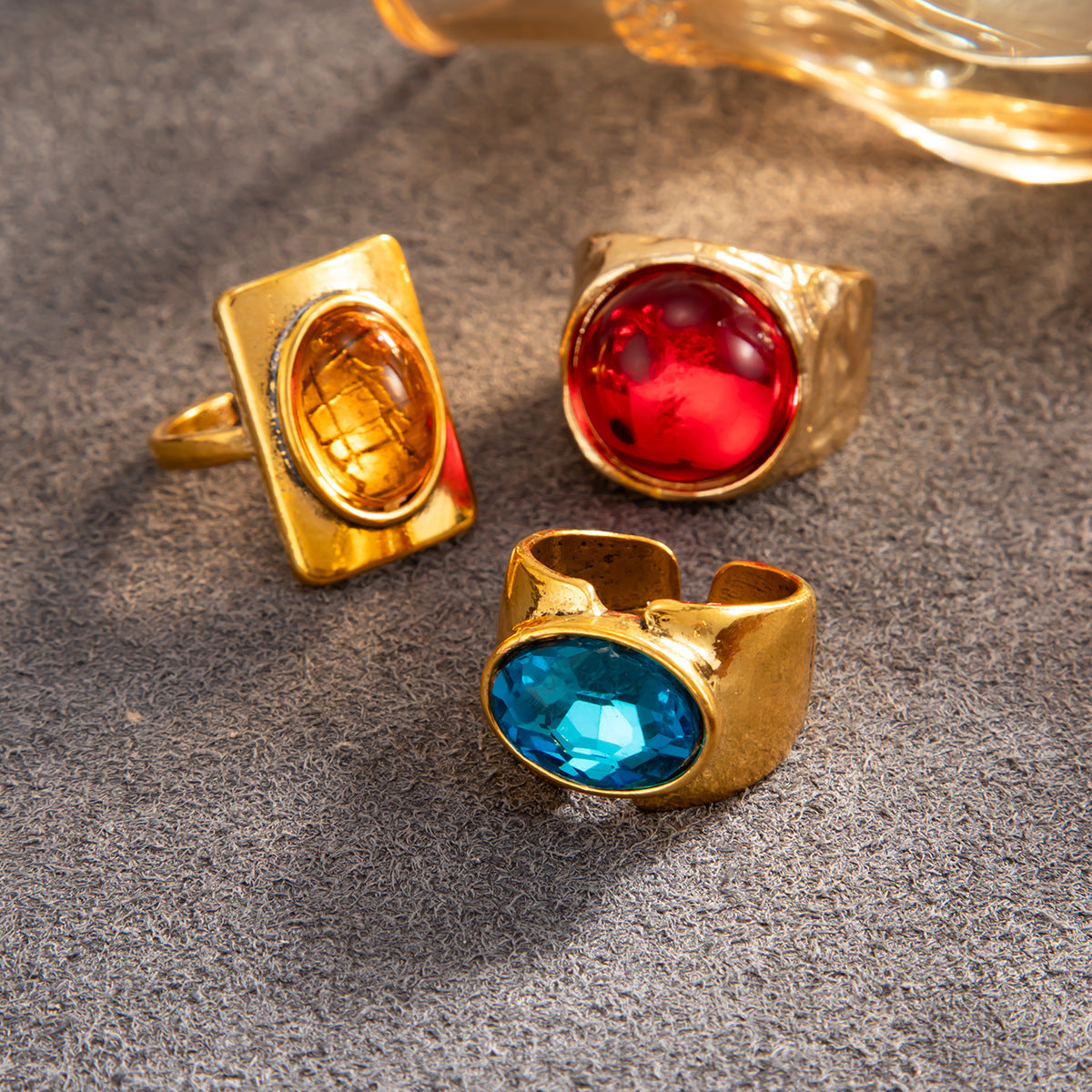 Planderful Vienna Verve Personalized Geometric Ring With Opening Colorful Faceted Zircon For Fashion Forward Women