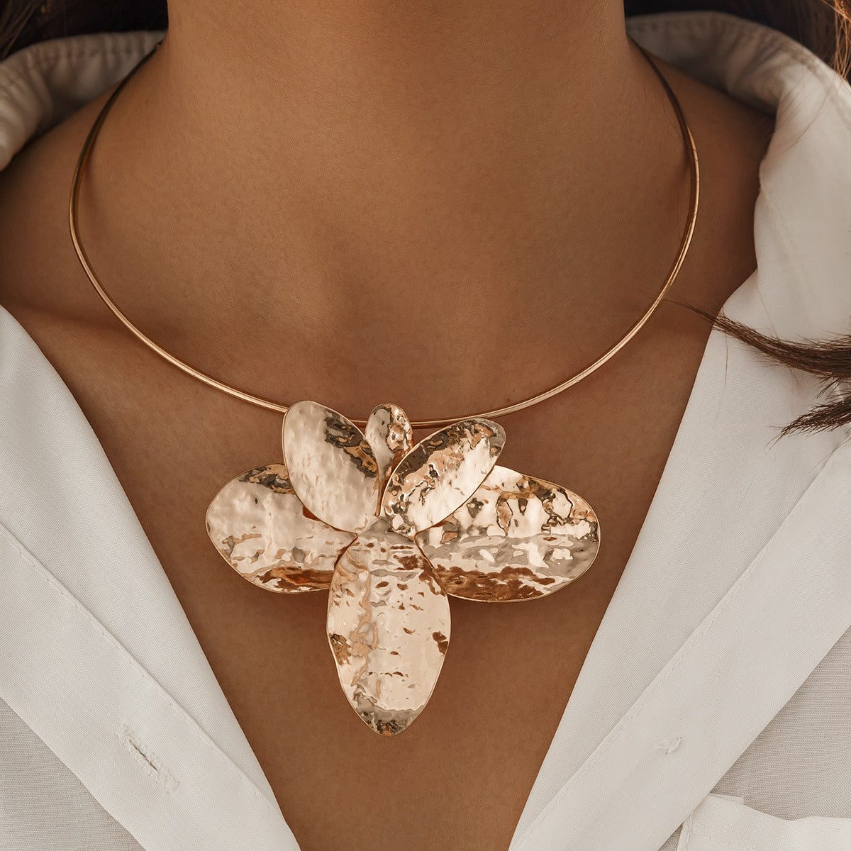 Sculptural Petal Flower Choker