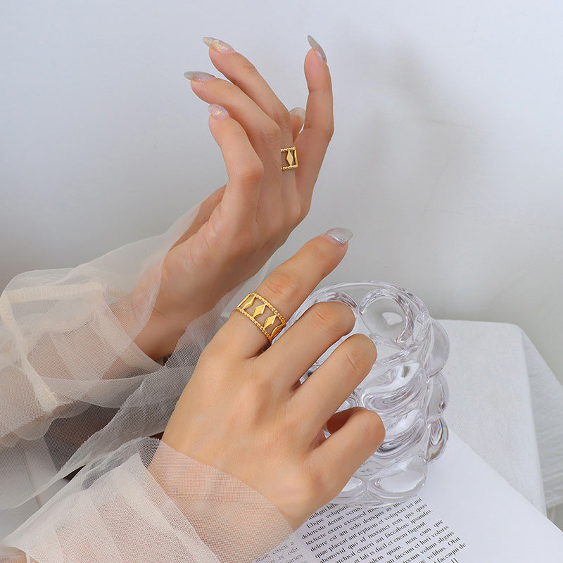 Diverse Gold-Plated Geometric Hip-Hop Ring by Planderful Collection
