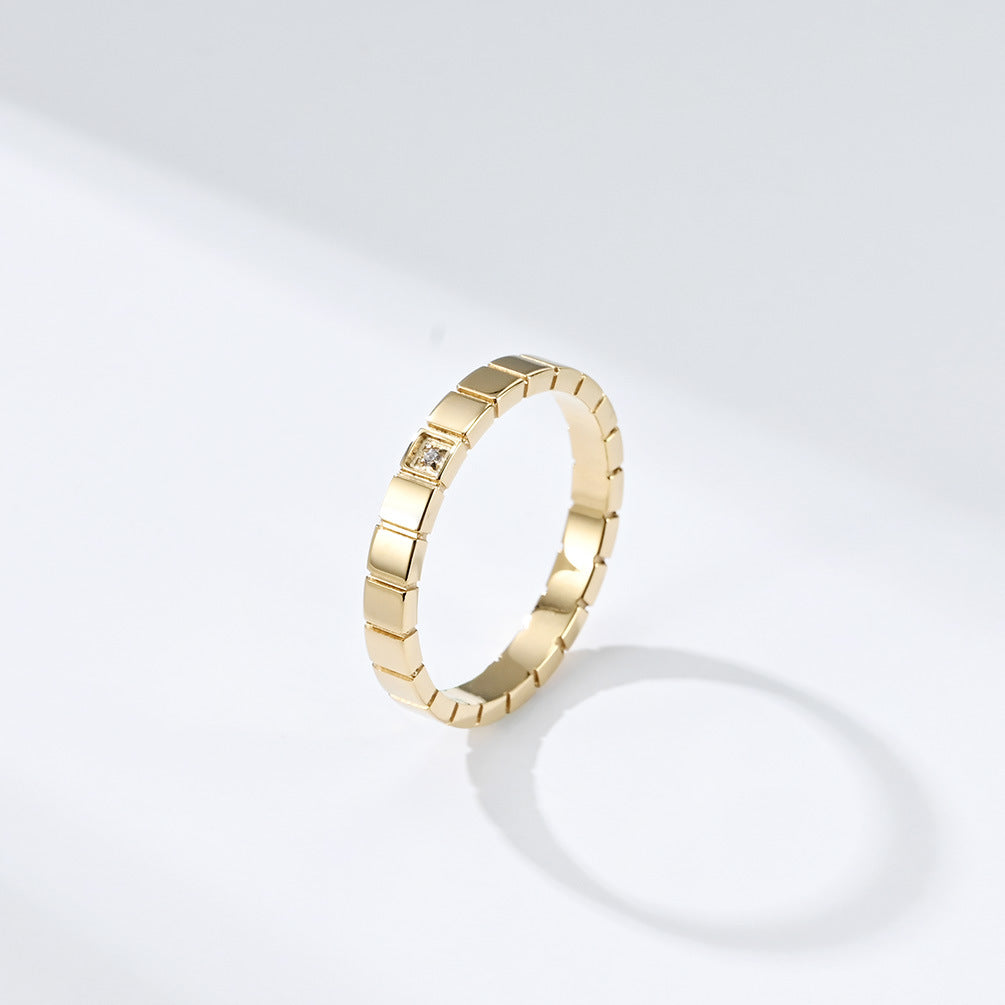 Ins Niche Square Zircon-Encrusted Titanium Steel Women's Ring