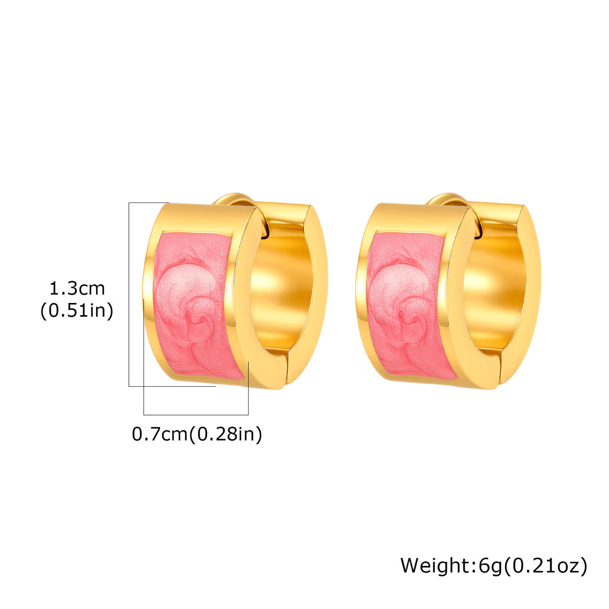 Gold-Tone Pearlescent Enamel Huggie Earrings
