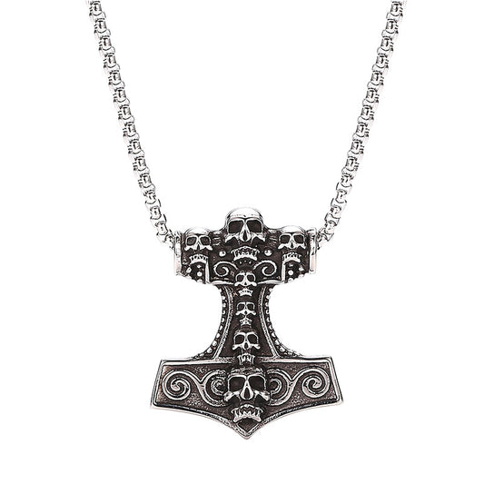 Foreign Trade Supply Europe and US Retro Skull Hammer Pendant Necklace