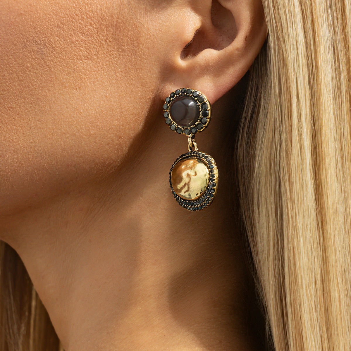 Planderful Vienna Verve Geometric Zircon Stud Earrings With Inlaid Zircon For Vintage Lovers