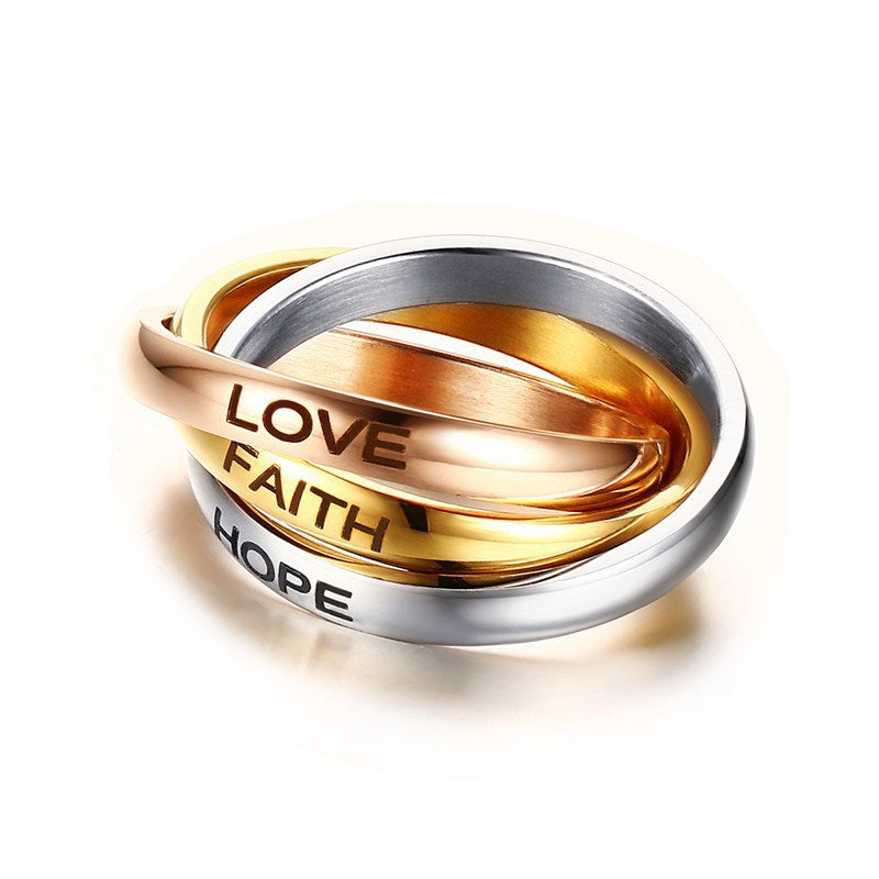 European And American Jewelry Three-In-One Plain Fashion Ring