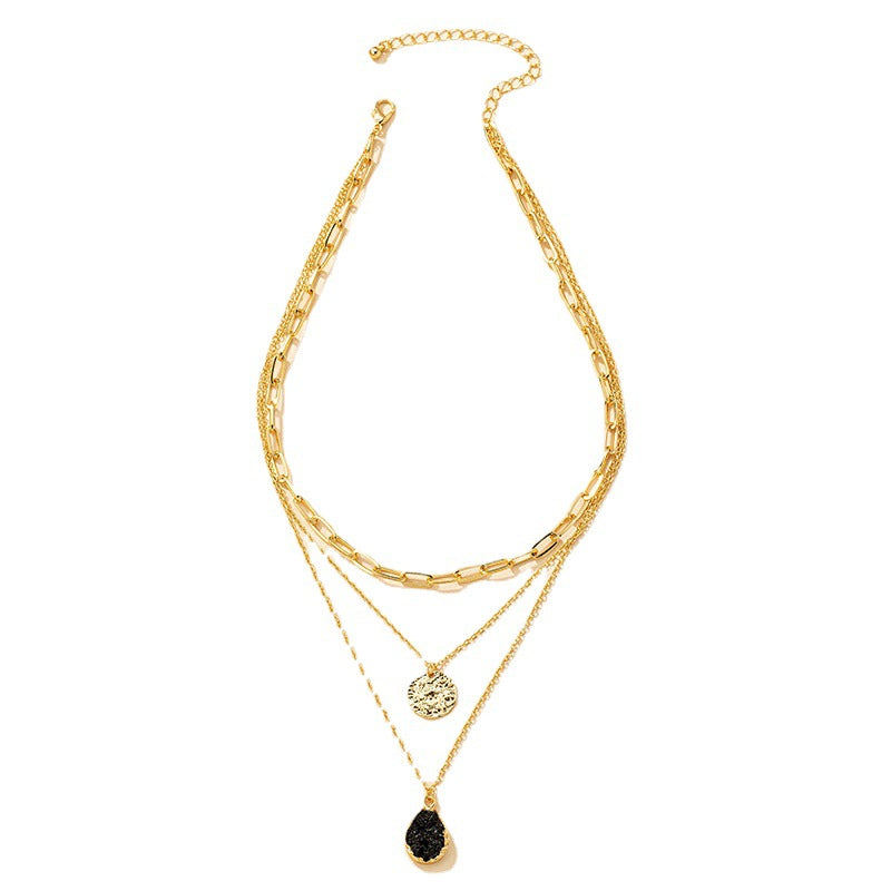 Niche Hip Hop Crystal Coin Pendant Necklace with Cold Style Vibe