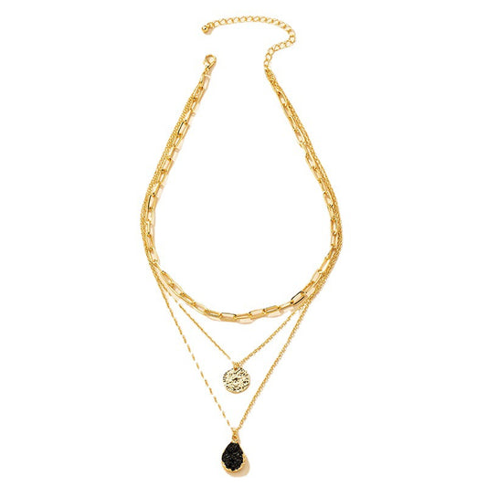 Niche Hip Hop Crystal Coin Pendant Necklace with Cold Style Vibe