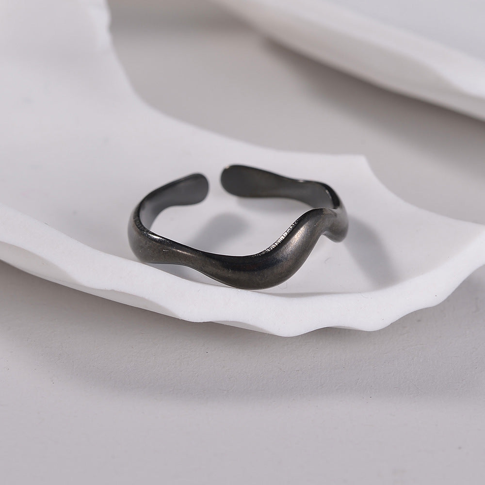 Hydraulic Wave Titanium Steel Ring - Adjustable Opening