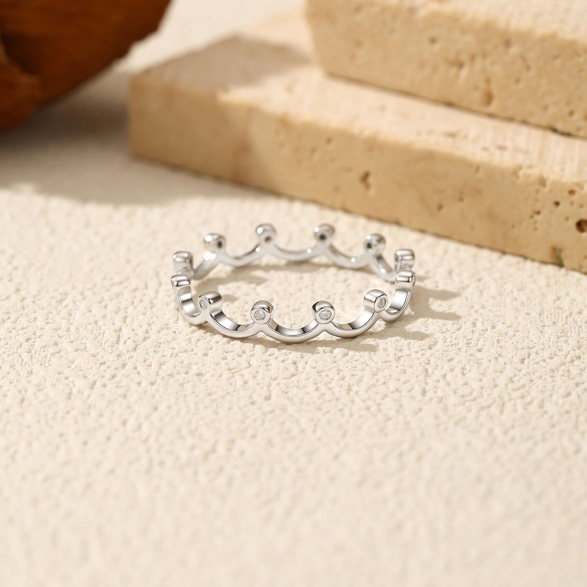 S925 Sterling Silver Crown Moissanite Band