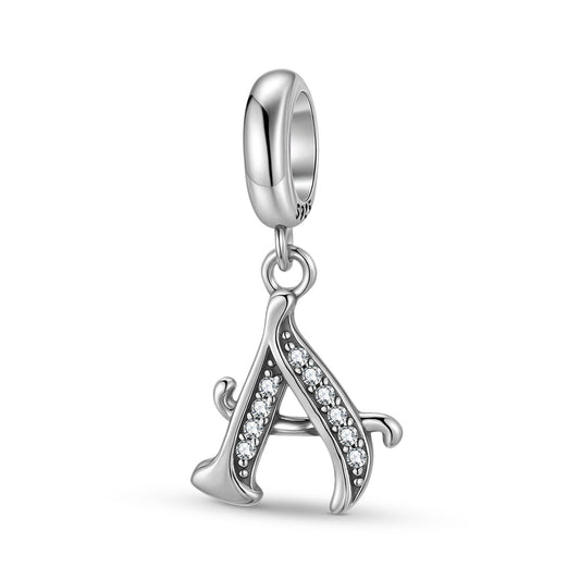 Planderful Jewelry 26 Letter Sterling Silver Pendant With Zircon Inlays Necklace