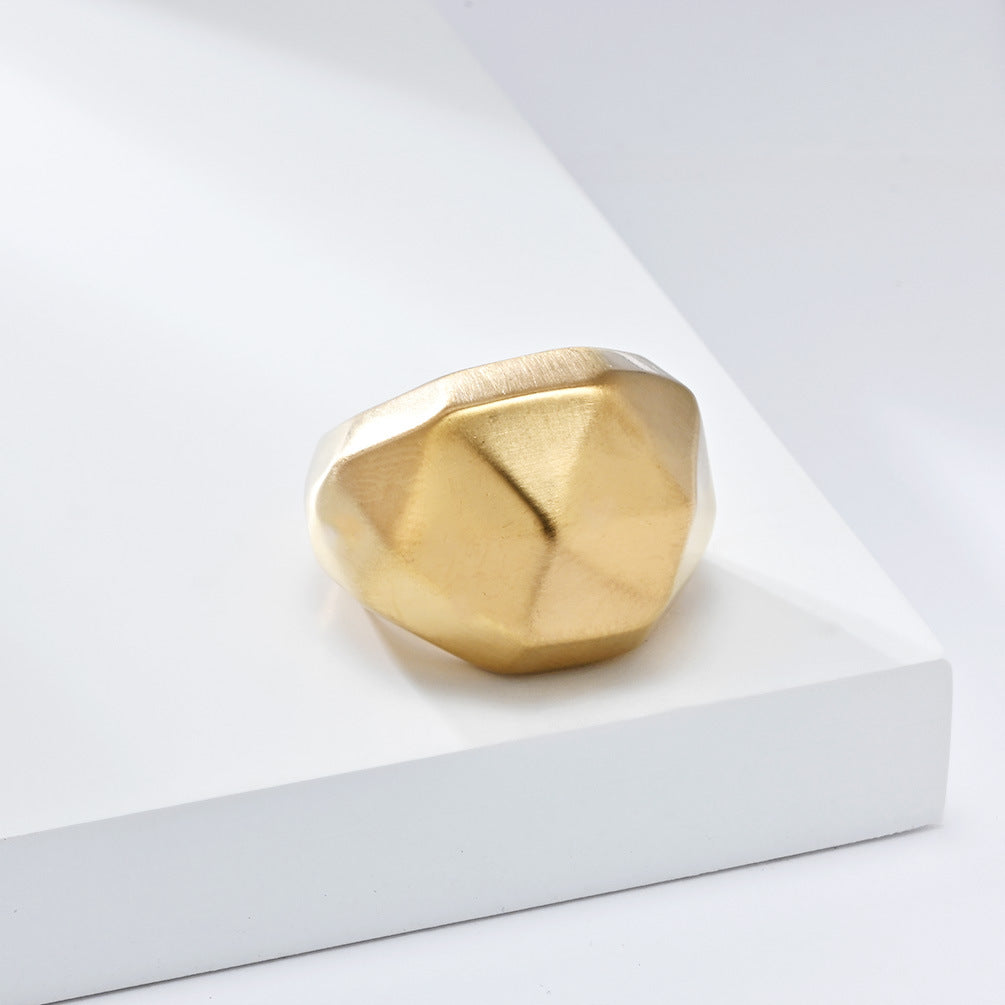 Planderful Geometric Titanium Steel Ring Gold Plated For Unisex Fashion Jewelry Premium Light Luxury