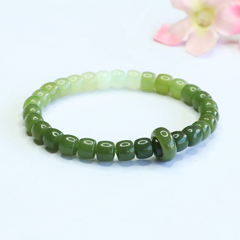 Hetian Jade Gradient Straight-Cut Slider Bracelet