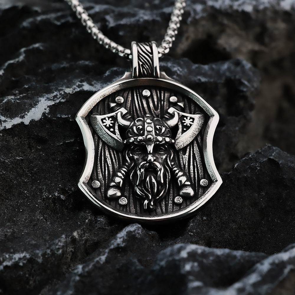 Vintage Men's Stainless Steel Personalized Viking Odin Necklace