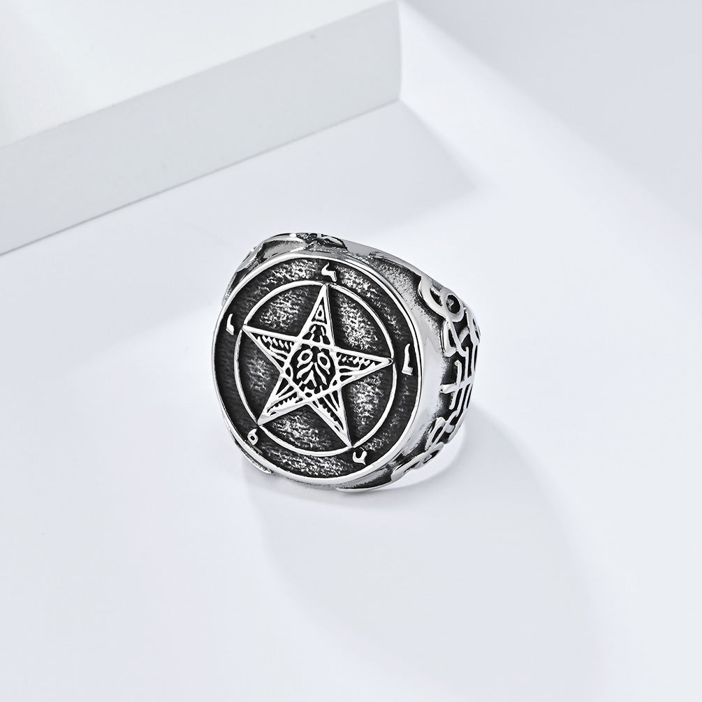 Steel Ring – Vintage Men's Pentagram
