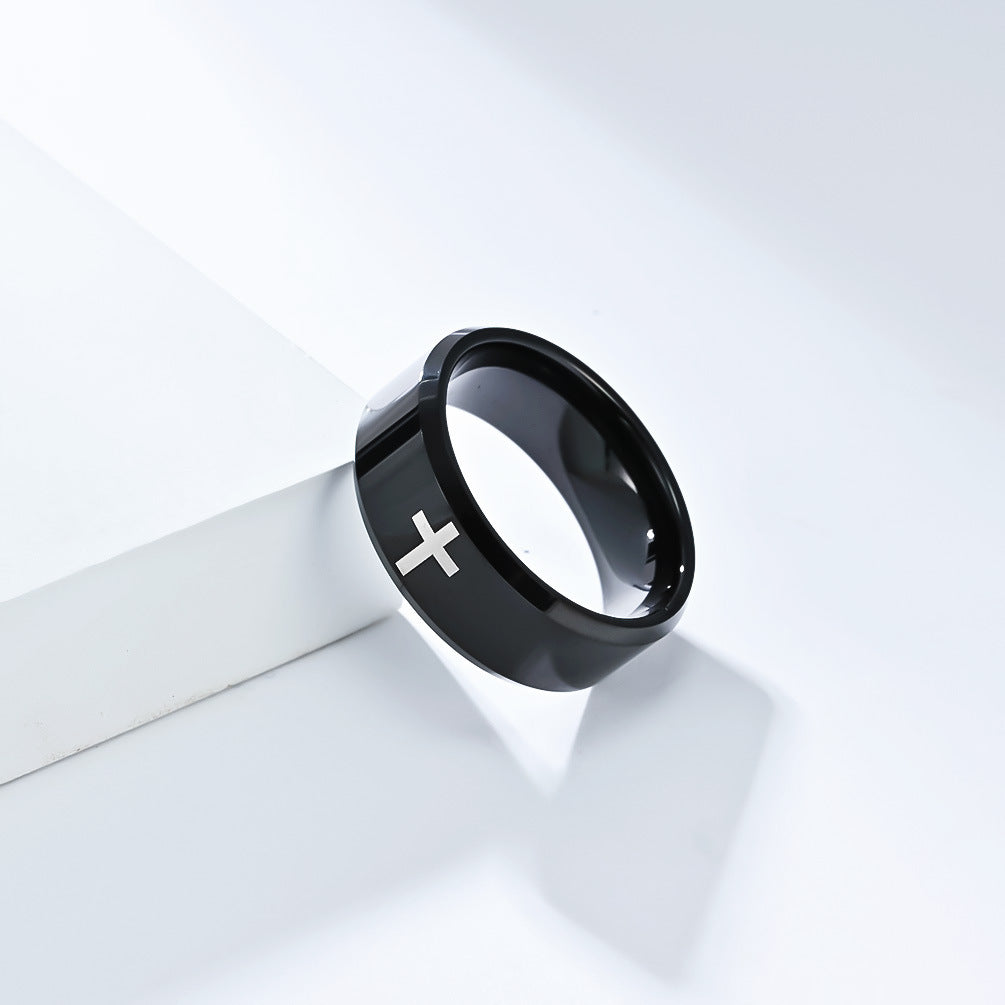 Planderful Laser Cross Tungsten Ring For Men And Women Couple Wedding Band Premium