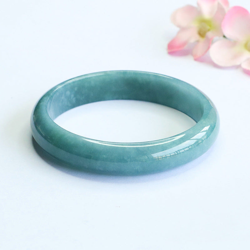 Blue Water Jadeite Classic Round Bangle