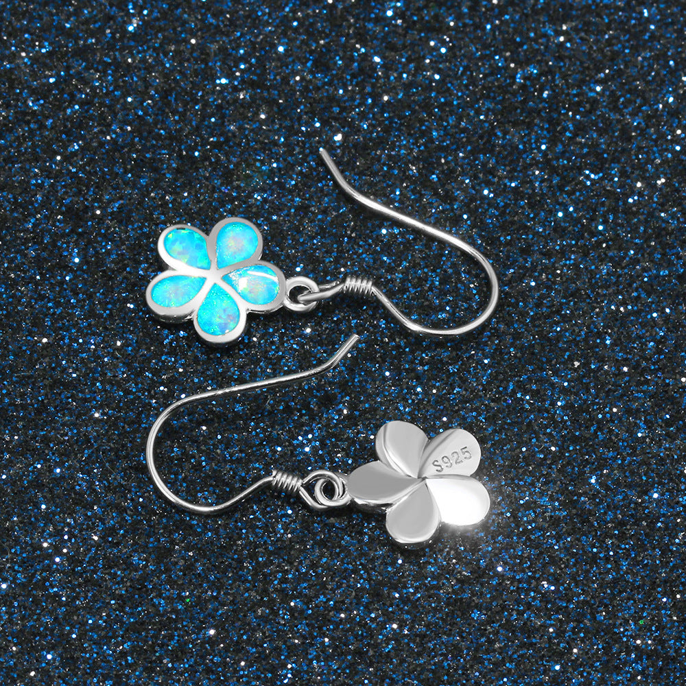 Planderful Jewelry Opal Earrings Sterling Silver Flower Pendant Design For Elegant Everyday Wear