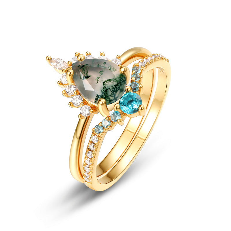 S925 Sterling Silver Moss Agate Signature Ring
