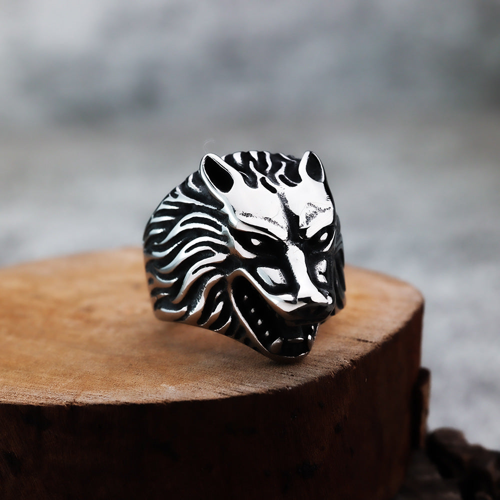 European And American Style Fashion Wolf Head Men's Ring