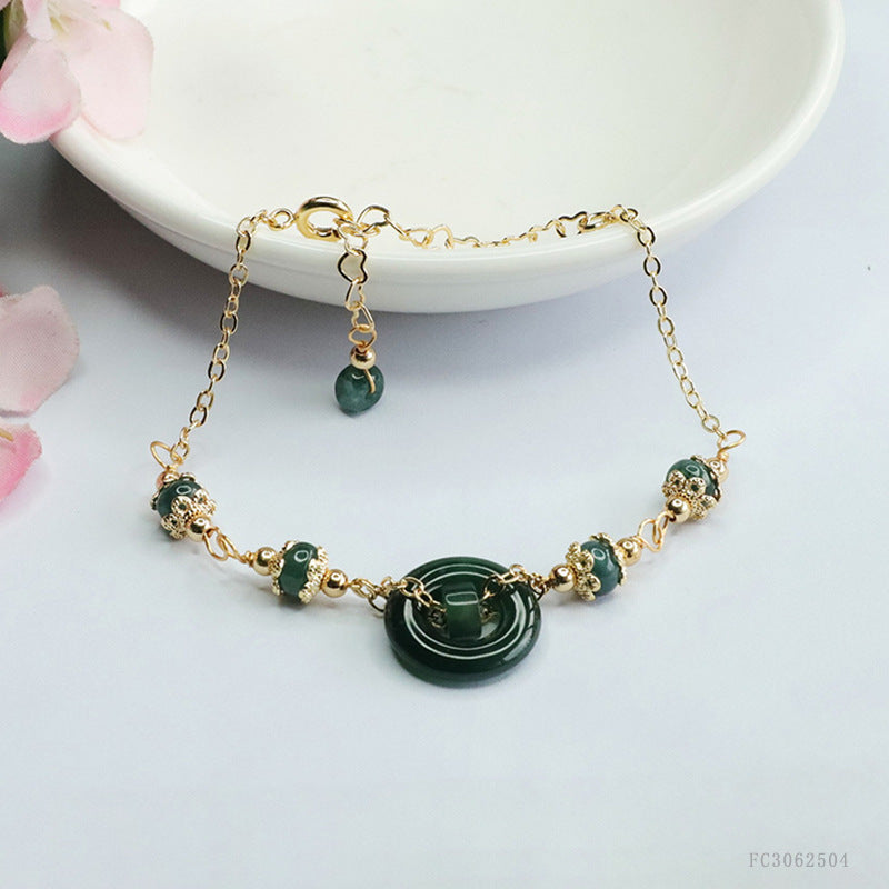 Blue Water Jadeite Peace Ring 15 mm Bracelet