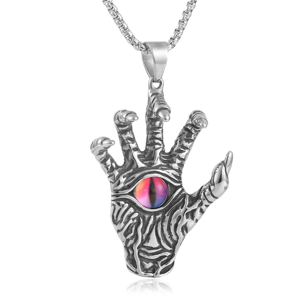 European And American Stainless Steel Ghost Hand Eye Pendant