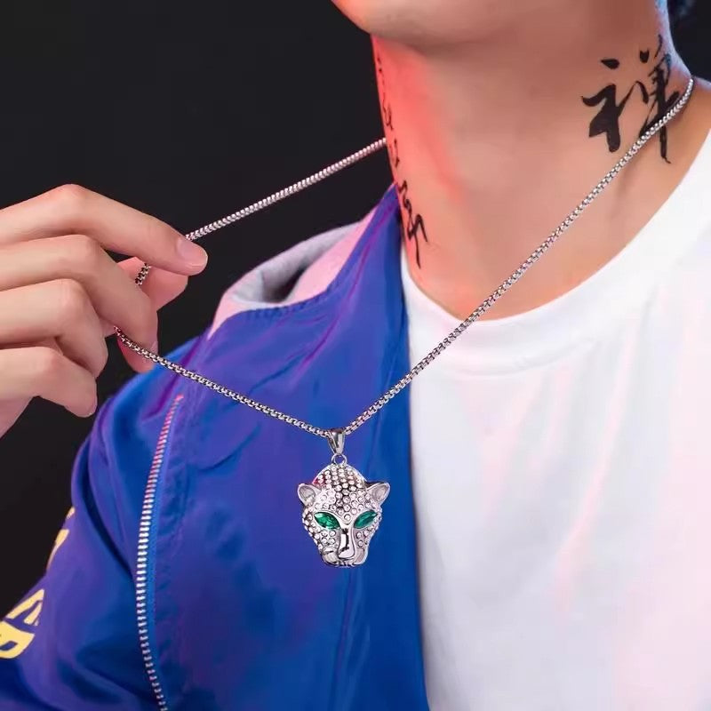 Planderful Jewelry Leopard Pendant Steel Necklace For Hip Hop Style Trendsetter For Everyday Wear And Street Fashion