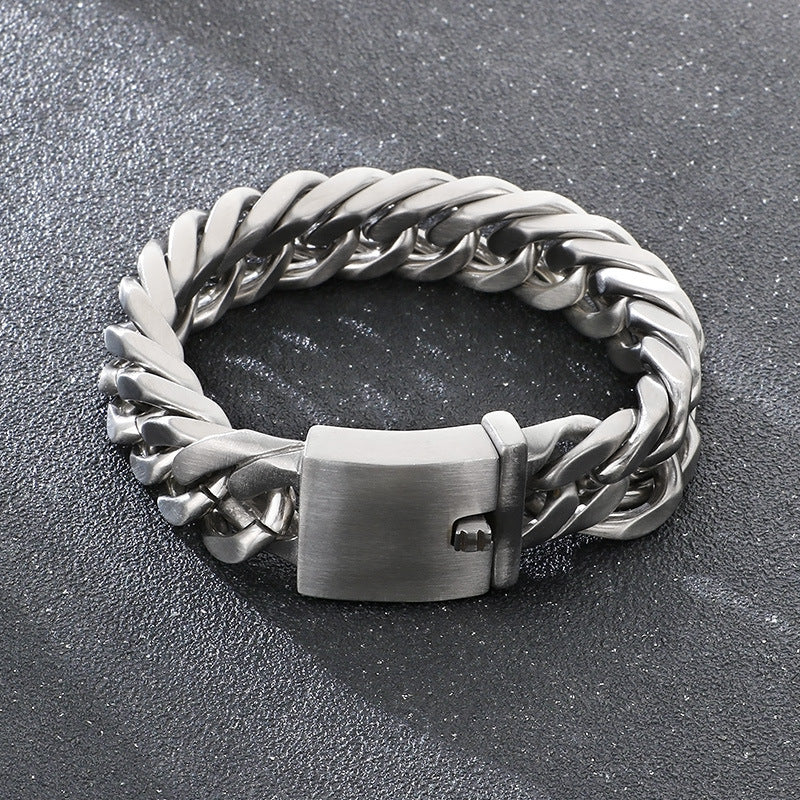 Planderful Premium Cuban Link Bracelet Men 18mm Titanium